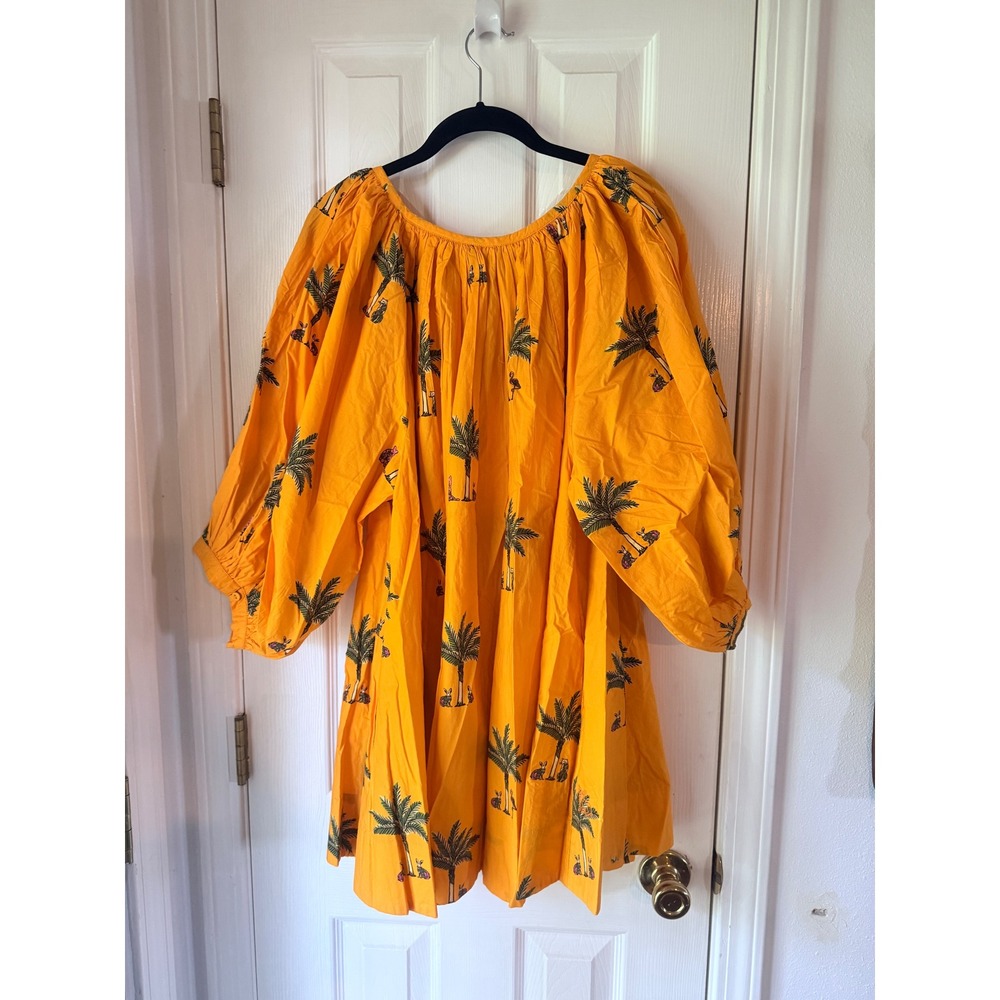 Coniglio Palm Beach Grace Mini Dress Orange Palm Tree Cotton Small NWT - Picture 6 of 6